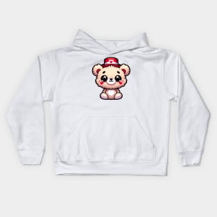 Cute Valentine's teddy Bear with a Heart Hat Kids Hoodie